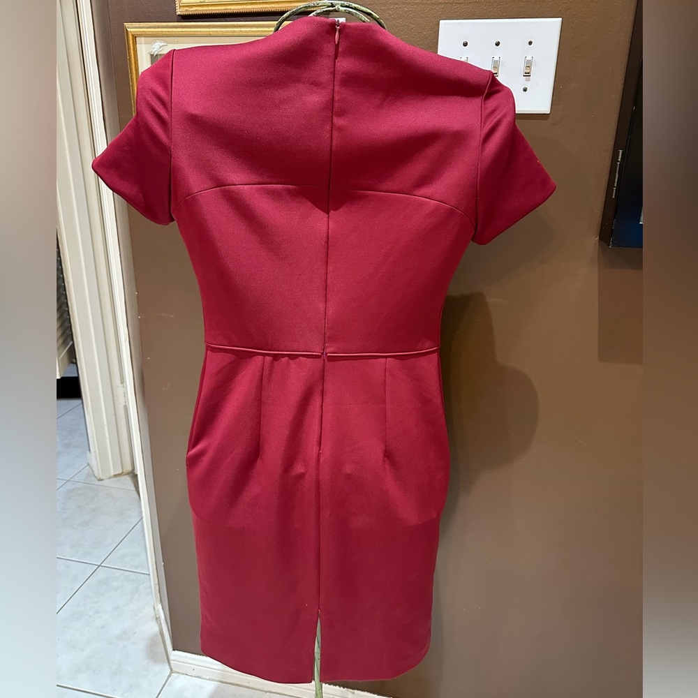 Amberleaf Raspberry-Red Midi Sheath Dress - Picture 4 of 7